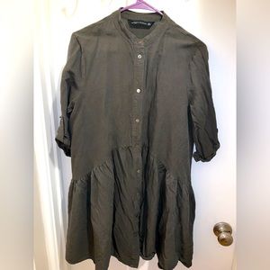 ZARA shirt dress, size M, dark green color, you can wear as a maternity dress